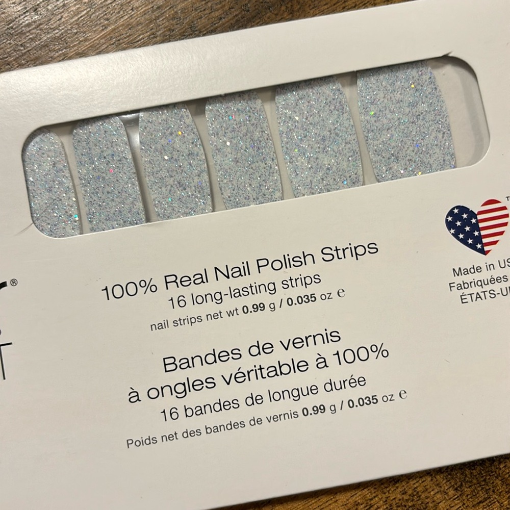 Color street nails blue white silver glitter sparkly